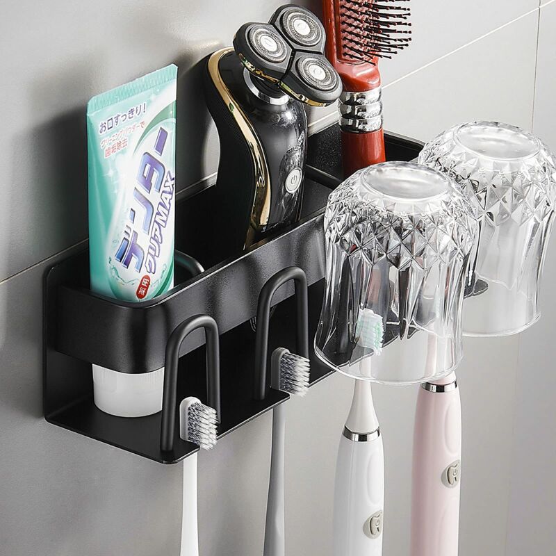 foto del prodotto zvd toothbrush holder,toothbrush holder,toothbrush holder wall mount,toothbrush cup holder,no drilling,for razor,toothpaste,comb,toothbrush head