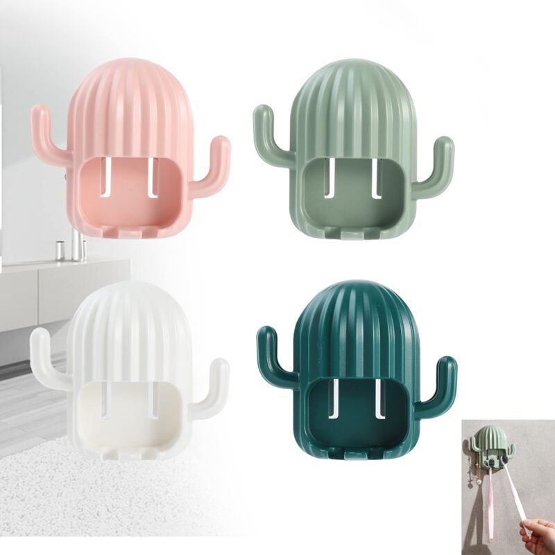 foto del prodotto zvd toothbrush holder, wall mounted toothbrush holder, 4pcs reusable multifunctional waterproof toothbrush holder cute self adhesive hooks,