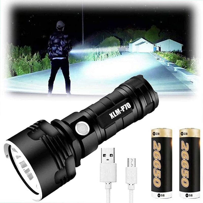 foto del prodotto zvd torcia led impermeabile ad alta potenza ricaricabile tramite usb 30000100000lm 3 modalit campeggio
