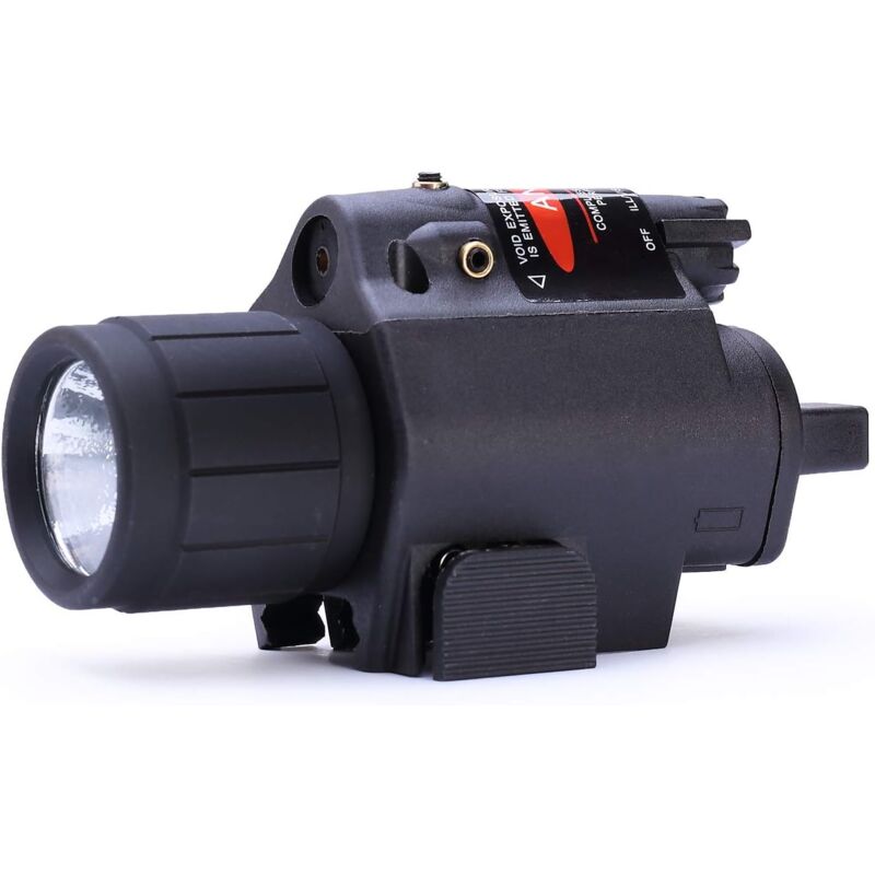 foto del prodotto zvd torcia led ricaricabile con punto rosso guida picatinny da 20 mm interruttore a pressione custodia per il trasporto