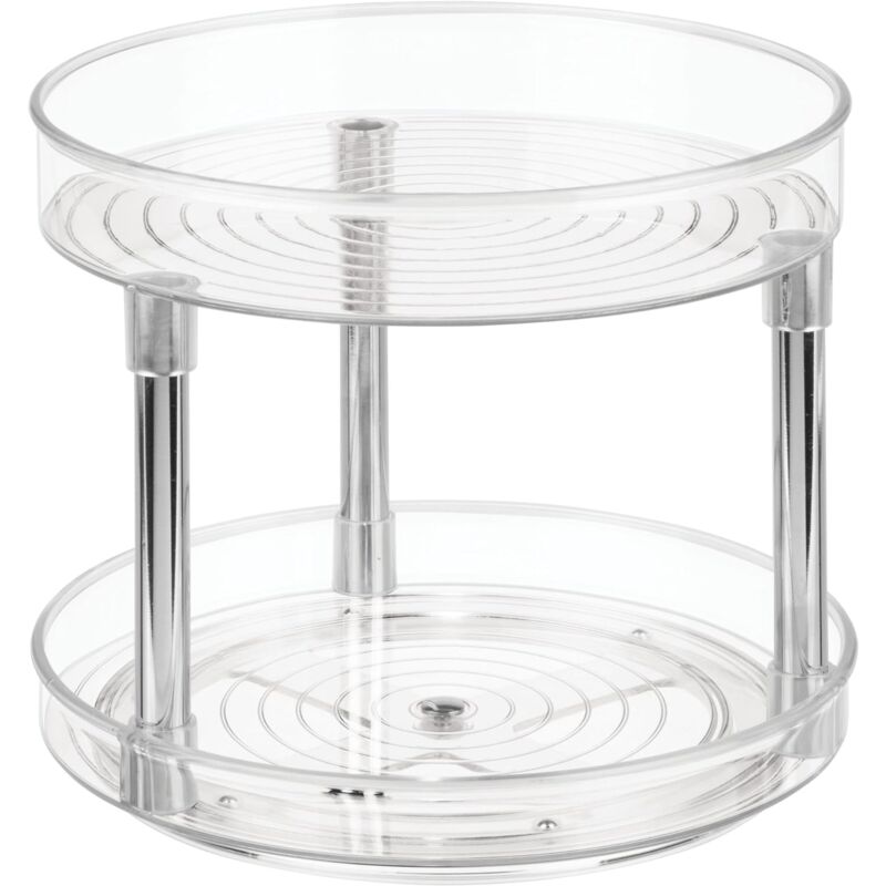 foto del prodotto zvd turntable for cupboard, 2 tier plastic turntable, turntable for spices and cooking ingredients, transparent