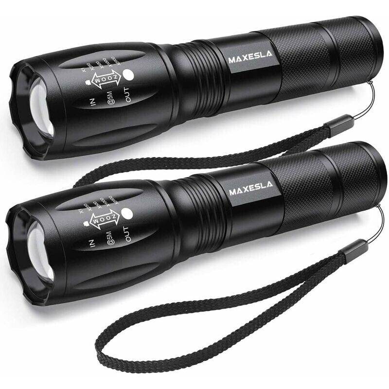 foto del prodotto zvd ultra powerful led torch, 2000 lumens flashlight, ip65 waterproof tactical torch, zoomable, 5 light modes, shockproof non slip for camping