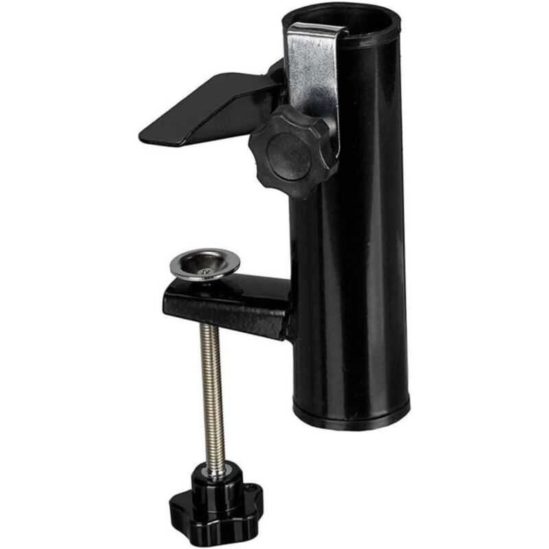 foto del prodotto zvd umbrella holder, fence parasol clamp, portable plastic balcony umbrella holder fixed clip accessories black