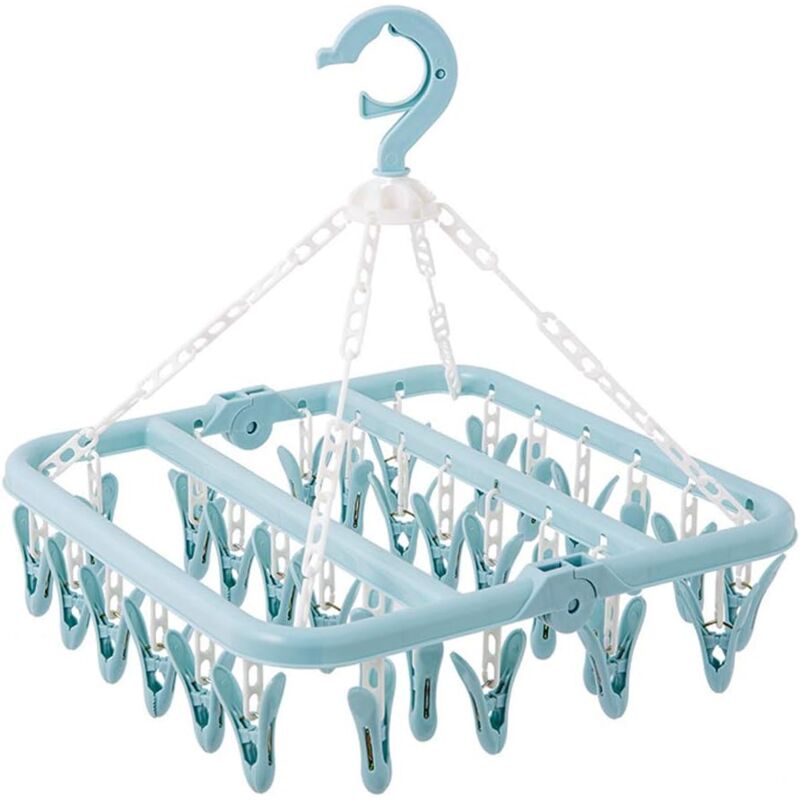 foto del prodotto zvd underwear hanger with 32 clips foldable clothes peg windproof clothes airer hanging rack for baby clothes socks, bras 1 