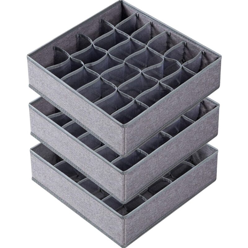 foto del prodotto zvd underwear organizer dividers for socks, 24 cellular fabric foldable closet organizers and storage boxes for storing socks, underwear, ties