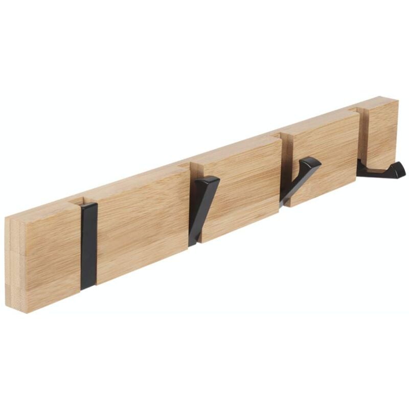 foto del prodotto zvd wall coat rack with 4 retractable hooks, wall coat rack for hanging coats, scarves, handbags and others, natural