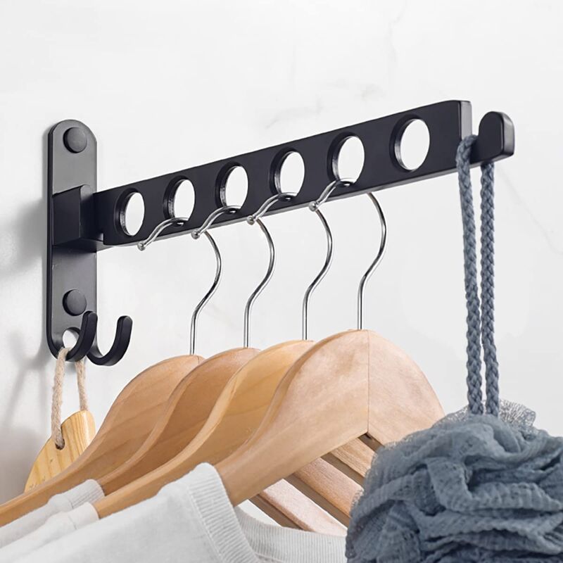 foto del prodotto zvd wall mounted clothes rack, wall mounted hanger drying rack, 90 rotation wall mounted foldable clothes rack, for balcony, bathroom, hotel