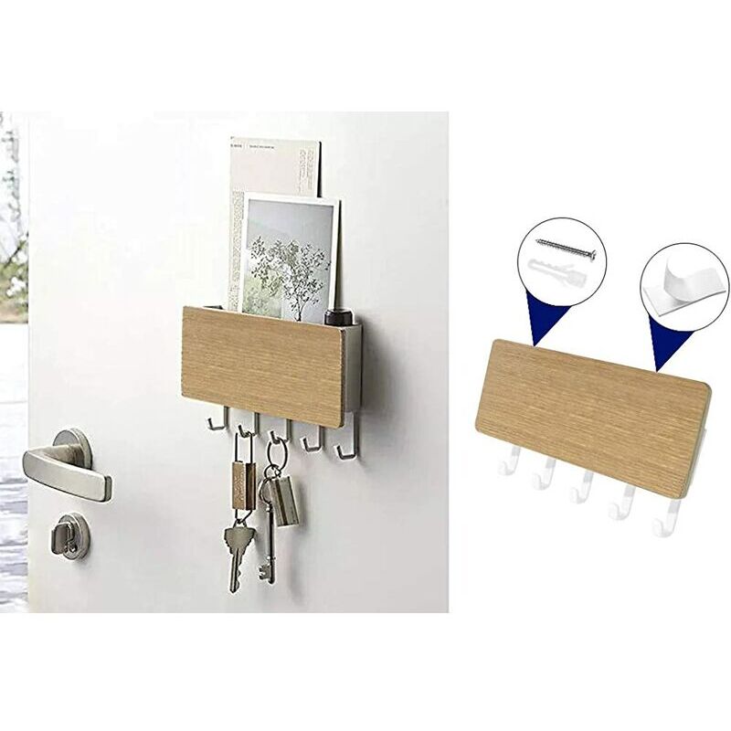 foto del prodotto zvd wall mounted key hook, letter holder and key holder, organizer, wall mounted, with 5 key hooks, for home and office