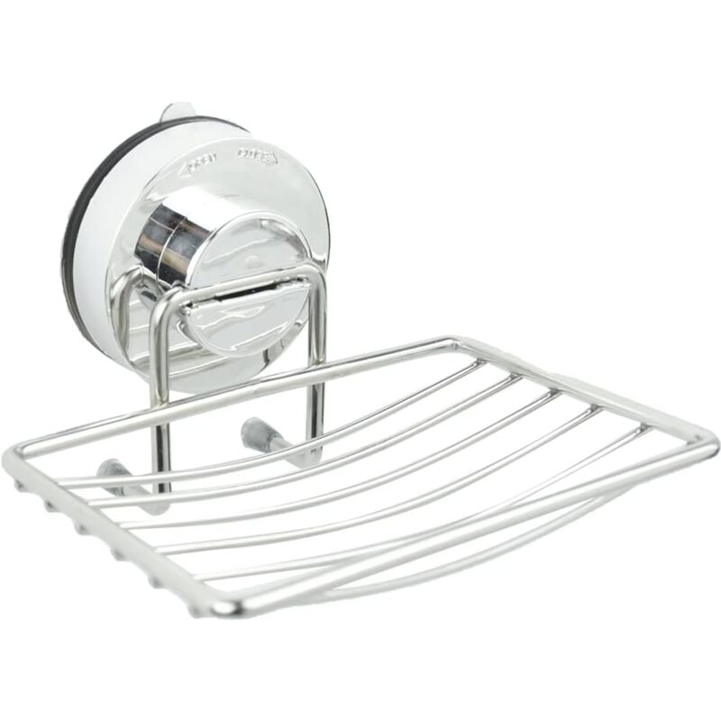 foto del prodotto zvd wall mounted stainless steel soap dish with chrome suction cup holder shower caddy dispenser. suitable for kitchens, showers, etc., for soap