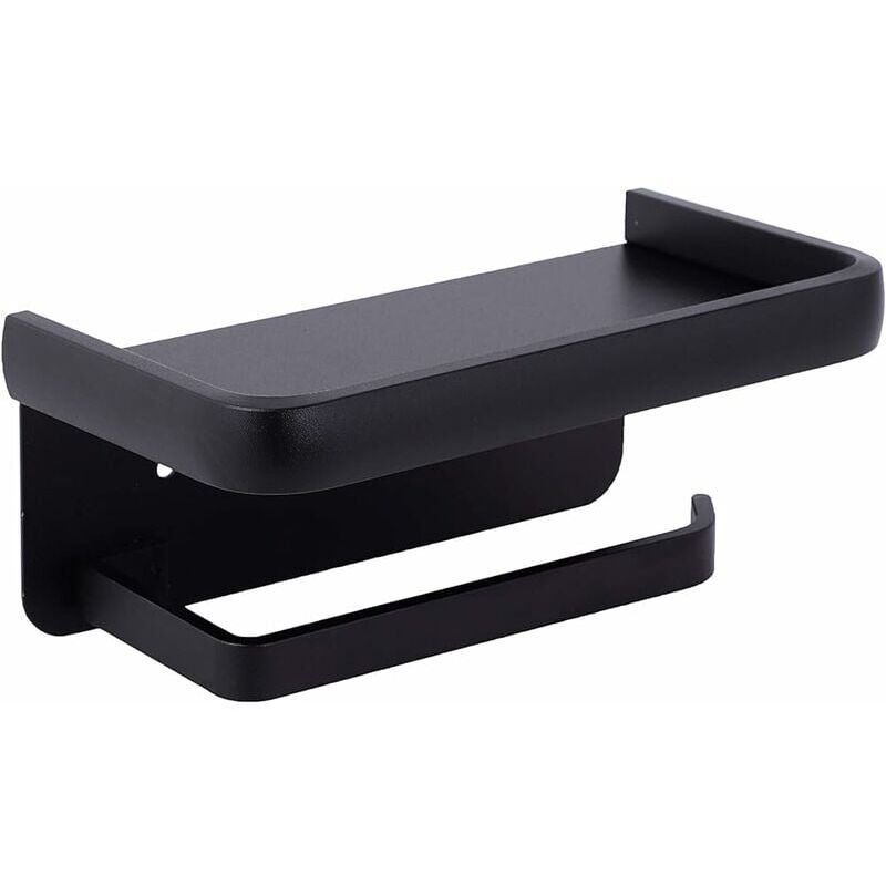 foto del prodotto zvd wall mounted toilet paper holder aluminum roll holder toilet paper holder with storage shelf black