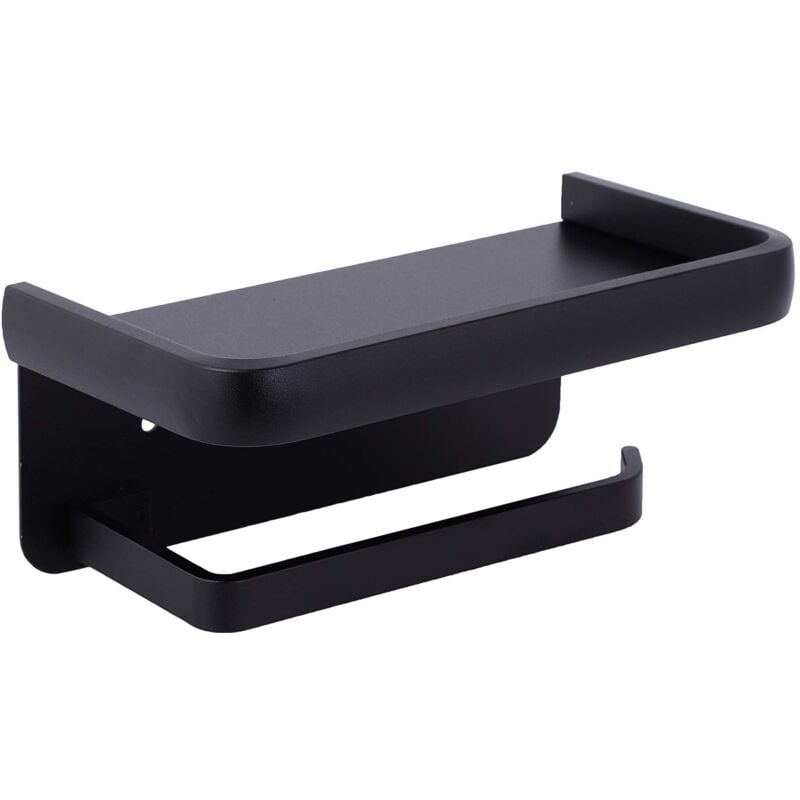 foto del prodotto zvd wall mounted toilet paper holder aluminum roll holder toilet paper holder with storage shelf black