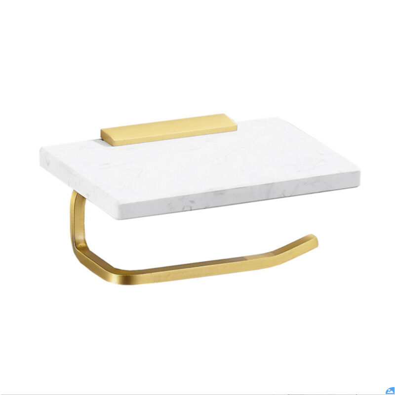 foto del prodotto zvd wall mounted toilet paper holder stand toilet paper towel holder with mobile phone shelf drilling install with screws storage shelf marble