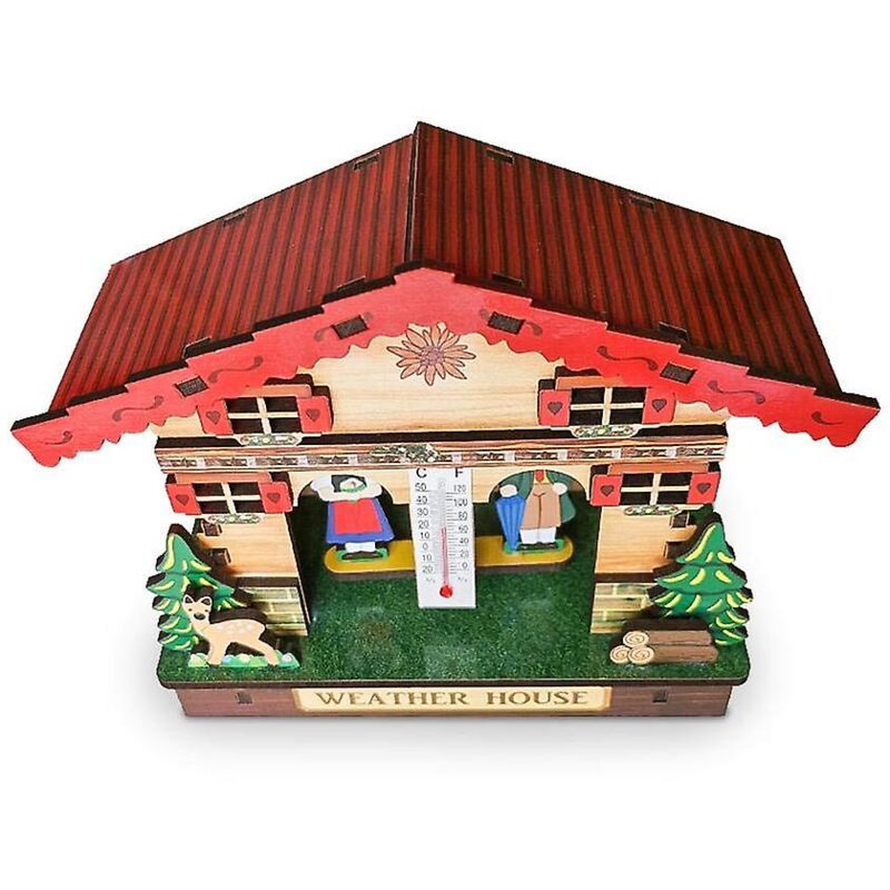 foto del prodotto zvd weather house, chalet weather house in legno barometro termometro