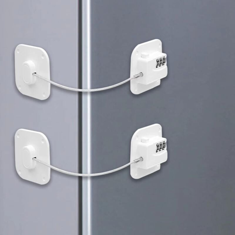 foto del prodotto zvd white code combination fridge door lock, 2 pack child safety window lock with adhesive for fridge cupboard cabinets, keyless
