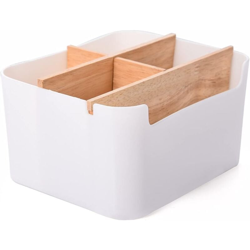 foto del prodotto zvd wooden desktop storage box, versatile office supplies organizer, desk organizer storage, stationery storage box for pen, remote control,