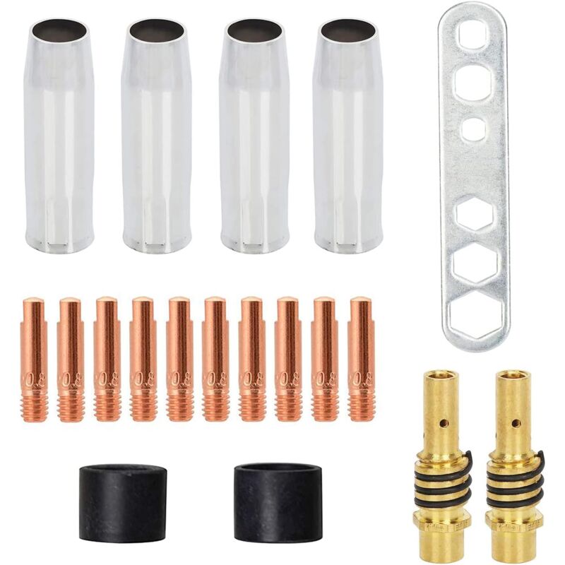 foto del prodotto zvd x accessori per saldatura mig mag ak 15 10 x punte per saldatura m6 0,88 mm e 2 x portaugelli 19 pezzi 