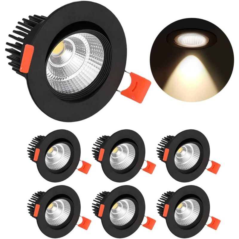 foto del prodotto zvd x faretti led da incasso 5w ip44 bianco caldo per bagno, cucina, soggiorno, corridoio nero 