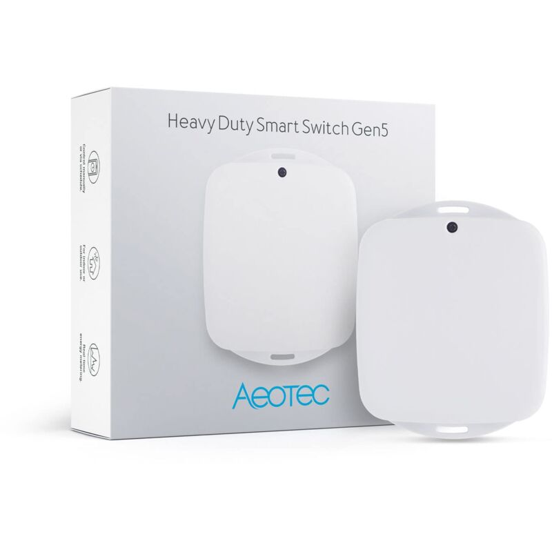 foto del prodotto zw078-c heavy duty smart switch gen5, z-wave plus controller on off, 40 ampere registrano il consumo di energia, 230 v - aeotec