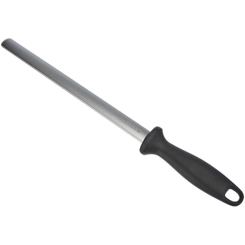foto del prodotto zwilling acciaino con rivestimento in diamante, forma ovale, lunghezza 26 cm, manico in plastica nera con occhiello per appendere