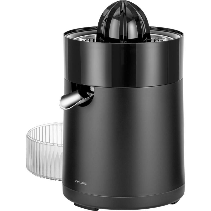 foto del prodotto zwilling enfinigy spremiagrumi elettrico con beccuccio alto, 2 coni, colino regolabile, 85 watt, colore nero