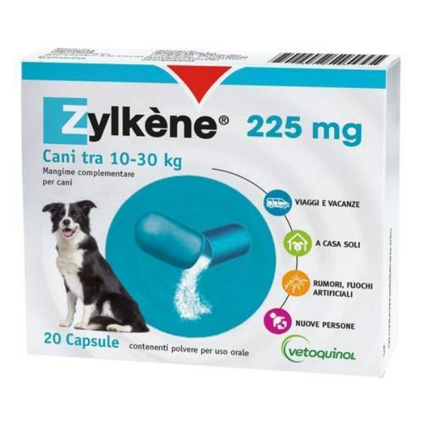 foto del prodotto zylkene vetoquinol neo rilassante per cane e gatto 225 mg 20 cps 1 ordine scegli lo sconto bzr5 bzr20 200 punti fedelt 
