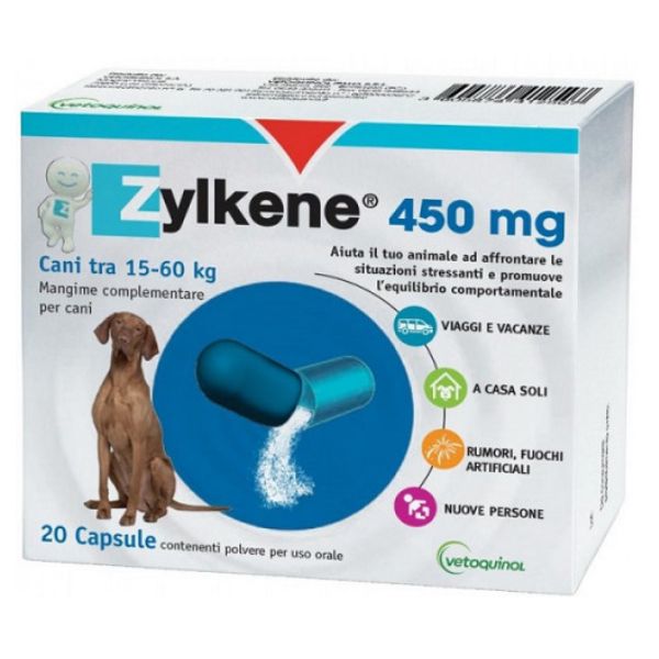 foto del prodotto zylkene vetoquinol neo rilassante per cane e gatto 450 mg 20 cps 1 ordine scegli lo sconto bzr5 bzr20 200 punti fedelt 