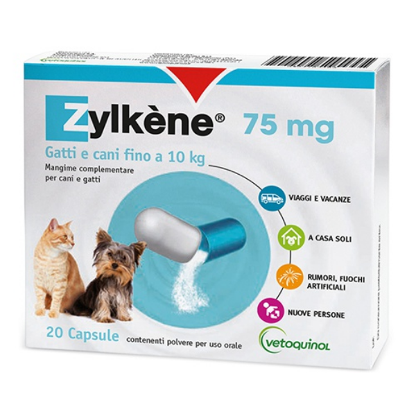 foto del prodotto zylkene vetoquinol neo rilassante per cane e gatto 75 mg 20 cps 1 ordine scegli lo sconto bzr5 bzr20 200 punti fedelt 