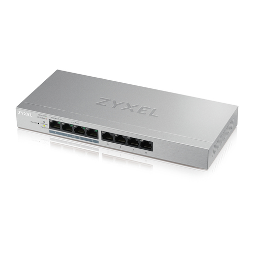 foto del prodotto zyxel gs1200 8hp v2 gestito gigabit ethernet 10 100 1000 supporto power over ethernet poe grigio