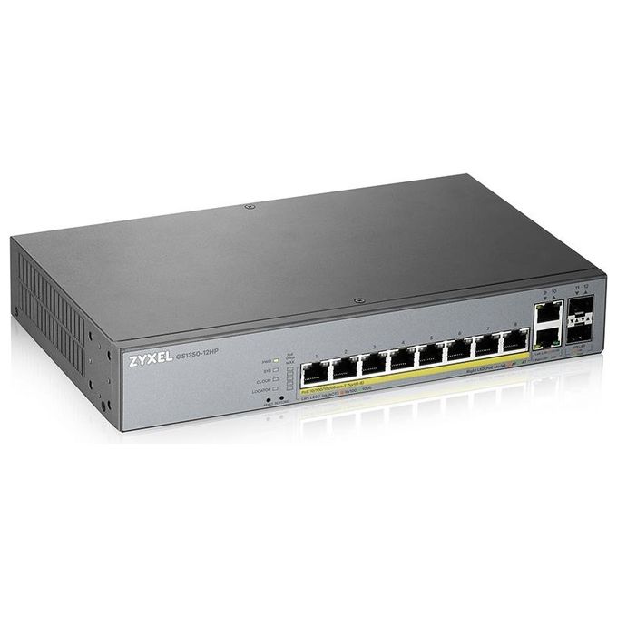 foto del prodotto zyxel gs1350 12hp eu0101f switch di rete gestito l2 gigabit ethernet 10 100 1000 grigio supporto power over ethernet