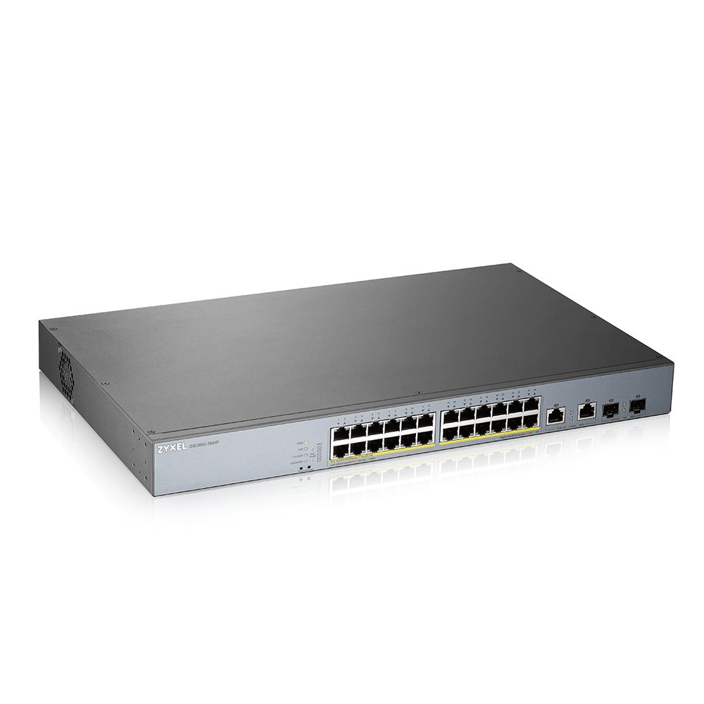foto del prodotto zyxel gs1350-26hp-eu0101f switch di rete gestito l2 gigabit ethernet 10 100 1000 supporto power over ethernet poe grigio