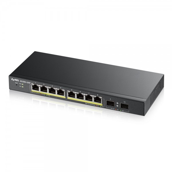 foto del prodotto zyxel gs1900 8hp v3 poe gestito l2 gigabit ethernet 10 100 1000 supporto power over ethernet poe nero