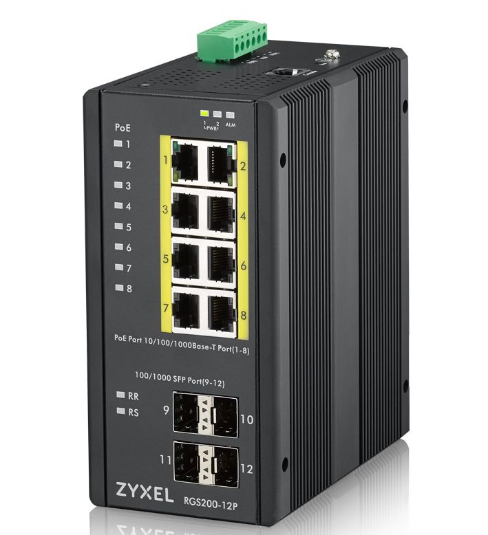 foto del prodotto zyxel rgs200 12p gestito l2 gigabit ethernet 10 100 1000 supporto power over ethernet poe nero rgs200 12p zz0101f