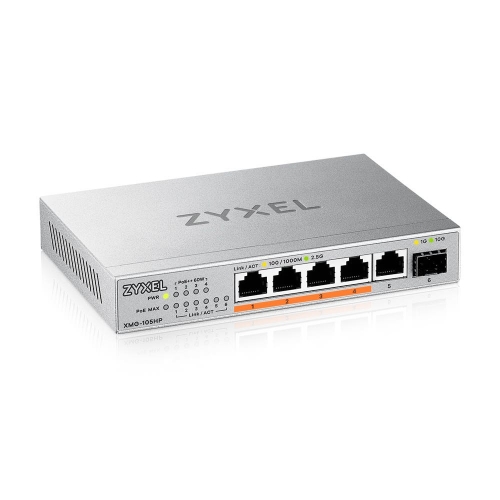 foto del prodotto zyxel xmg 105hp non gestito 2.5g ethernet 100 1000 2500 supporto power over ethernet poe argento