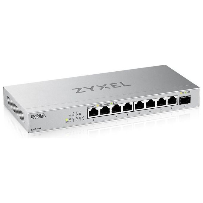 foto del prodotto zyxel xmg-108 switch non gestito 8 porte 2.5g ethernet 100-1000-2500 argento