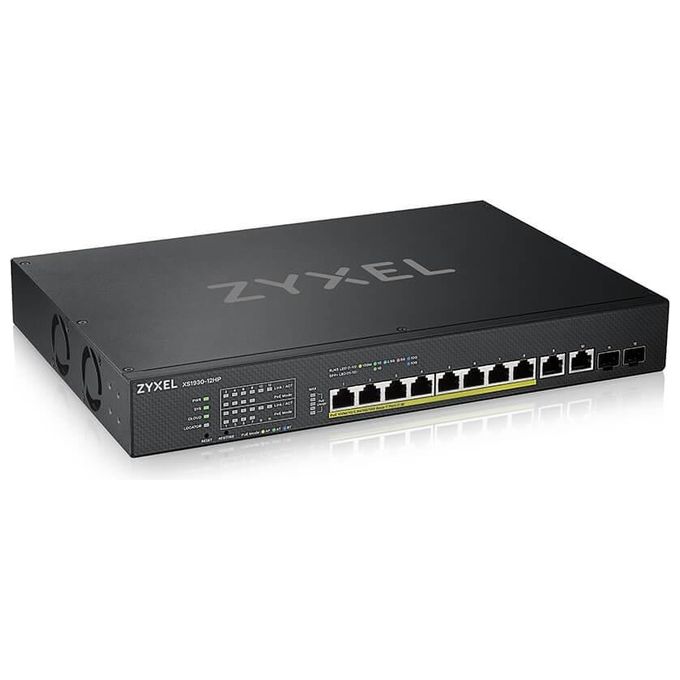 foto del prodotto zyxel xs1930-12hp-zz0101f switch di rete gestito l3 10g ethernet 100-1000-10000 nero supporto power over ethernet