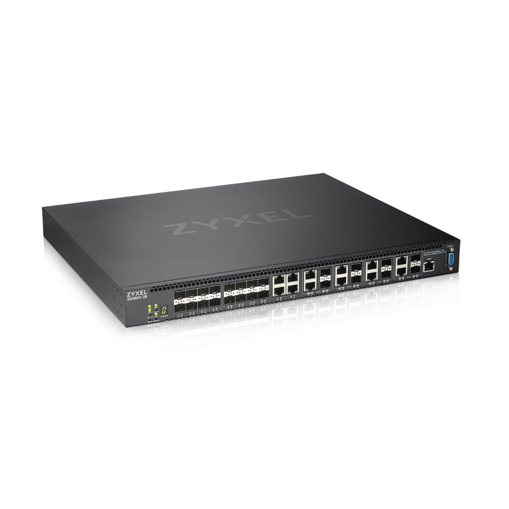 foto del prodotto zyxel xs3800 28 gestito l2 10g ethernet 100 1000 10000 nero